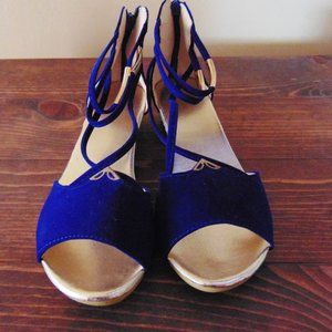 Blue Sandals, Royal Blue, Zip Back Sandals